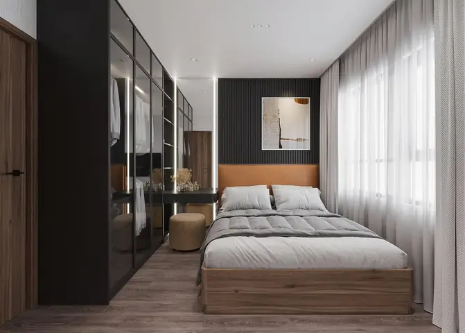 bố trí phòng ngủ 14m2