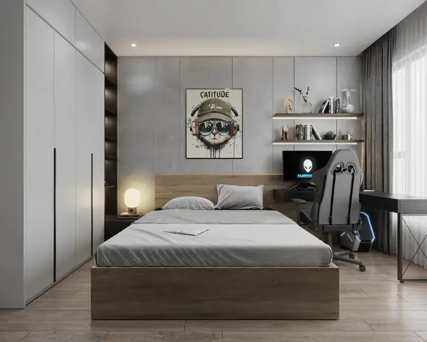 bố trí phòng ngủ 14m2