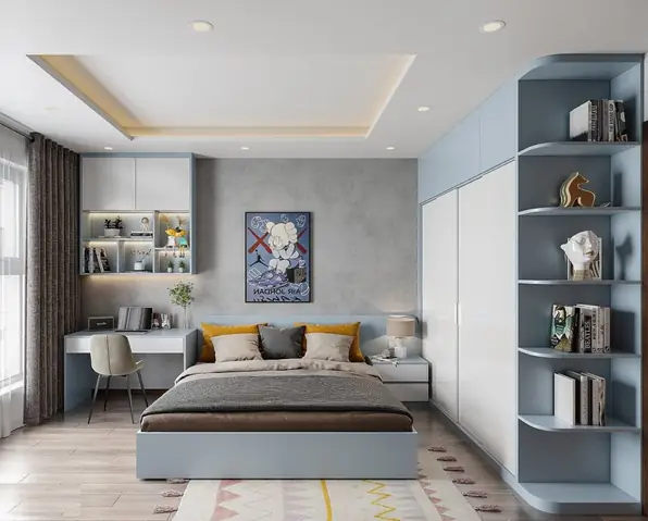 bố trí phòng ngủ 14m2