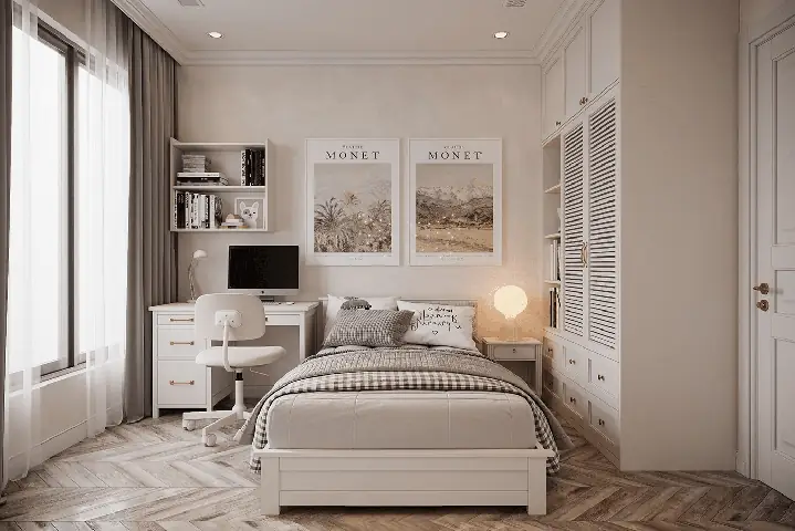 bố trí phòng ngủ 14m2