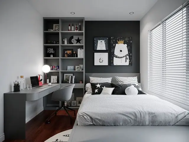 bố trí phòng ngủ 14m2