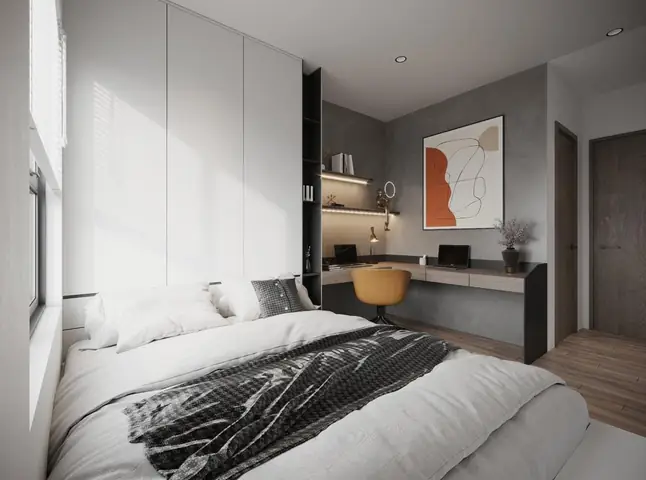 bố trí phòng ngủ 14m2