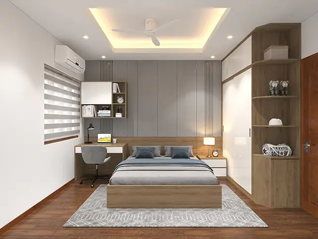 bố trí phòng ngủ 16m2
