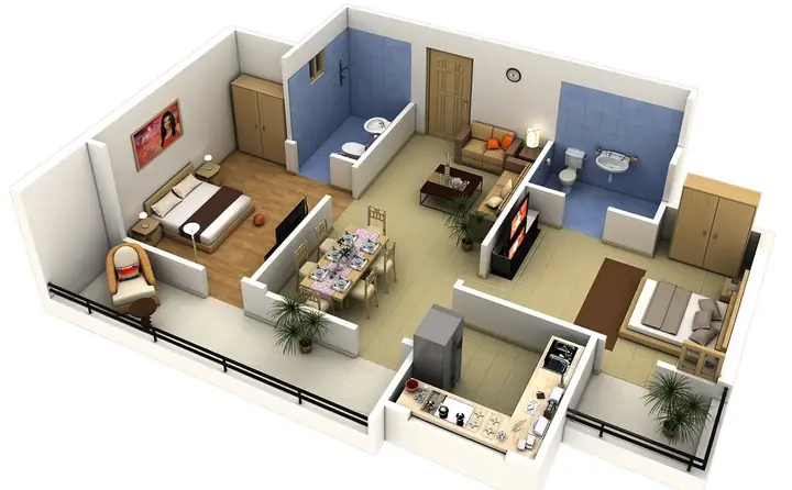 Hướng Dẫn Bố Trí Thiết Kế Nhà 2 Phòng Ngủ Tối Ưu