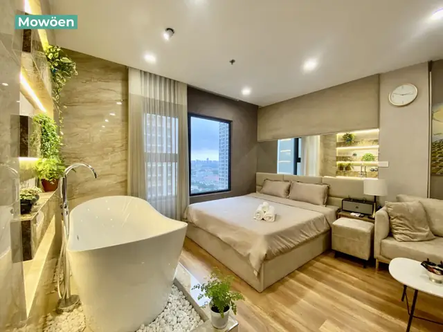 HomeStay tiện ích trong Vinhomes Smart City có bồn tắm Mowoen