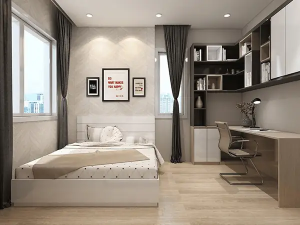 Cách Bố Trí 1 Phòng Ngủ Và Bàn Làm Việc Khoa Học, Tiện Nghi Cách Bố Trí 1 Phòng Ngủ Và Bàn Làm Việc Khoa Học, Tiện Nghi