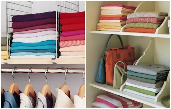 Cách xếp quần áo gọn gàng vào tủ phân loại quần áo theo màu sắc