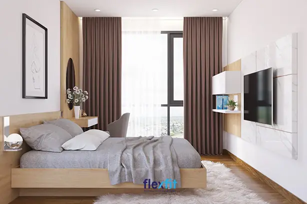 Trang trí phòng ngủ bằng rèm cửa và thảm trải
