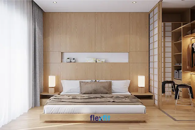 Trang trí phòng ngủ với nội thất gỗ công nghiệp
