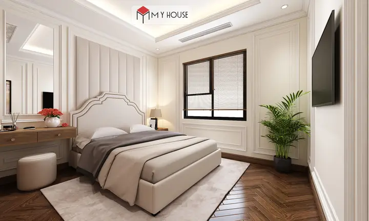 3. Thiết kế phòng ngủ 16m2 tân cổ điển 3. Thiết kế phòng ngủ 16m2 tân cổ điển