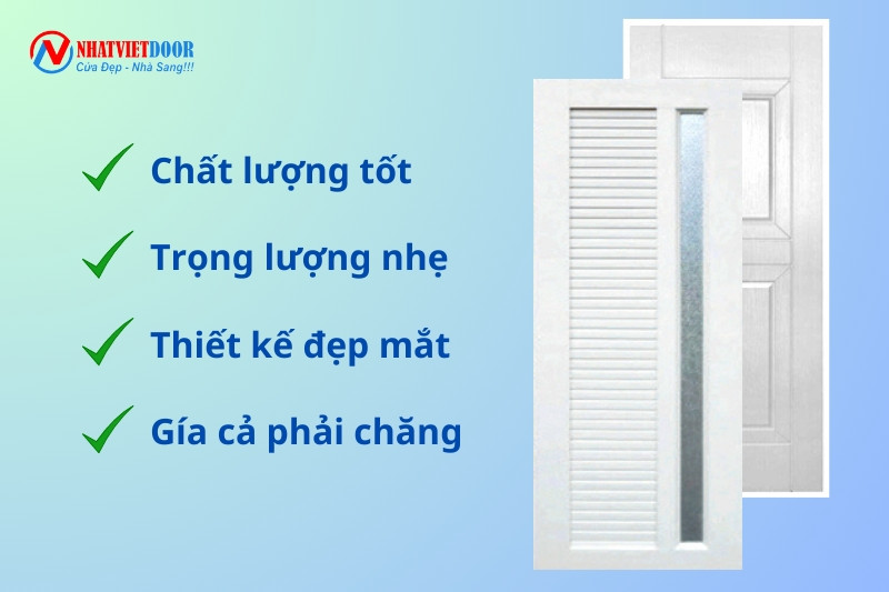 Cánh cửa nhựa composite màu gỗ đậm với đường nét tinh tế