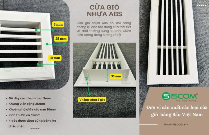 Cấu tạo cửa gió nhựa ABS nan thẳng