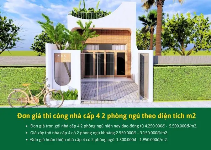 Chi phí xây 2 phòng ngủ: Bảng giá, cách tính & lưu ý