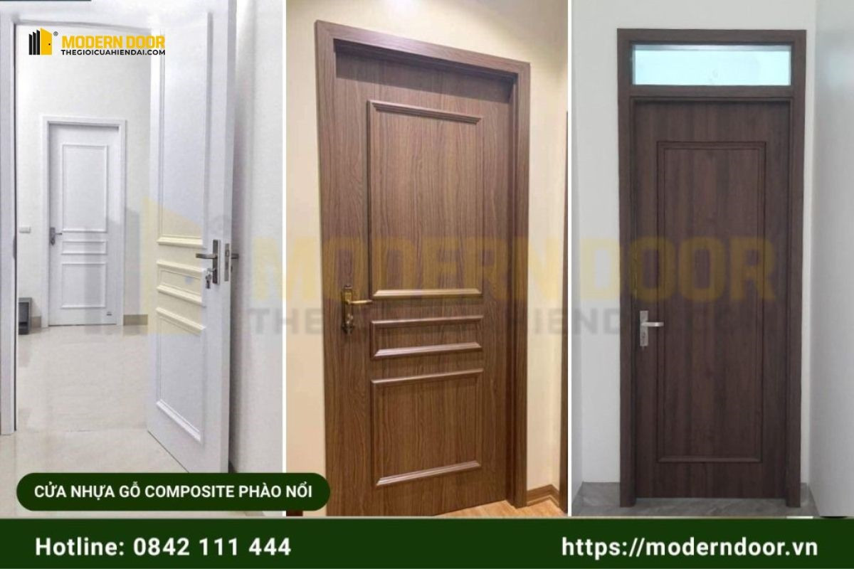Cửa Composite giả gỗ TPHCM phào nổi sang trọng