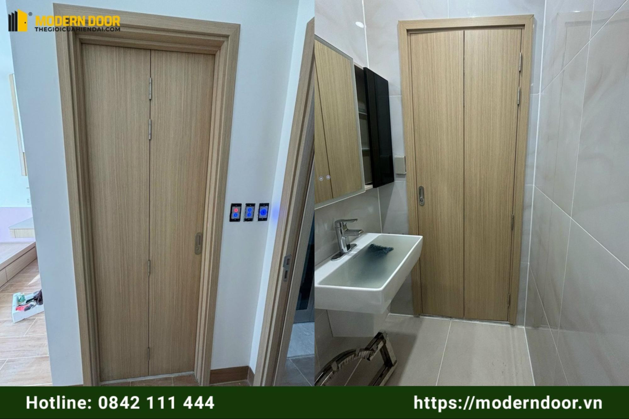 Cửa Composite hiện đại lắp đặt tại nhà vệ sinh