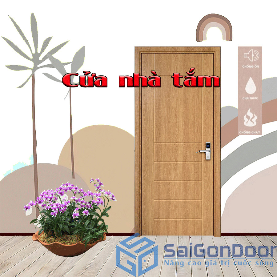 Cửa gỗ nhựa composite màu trắng cho phòng tắm, khả năng chịu nước tuyệt đối