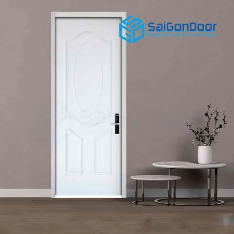 Mẫu cửa gỗ phòng ngủ hình bầu dục hoa tiết đơn giản Mẫu cửa gỗ phòng ngủ hình bầu dục hoa tiết đơn giản