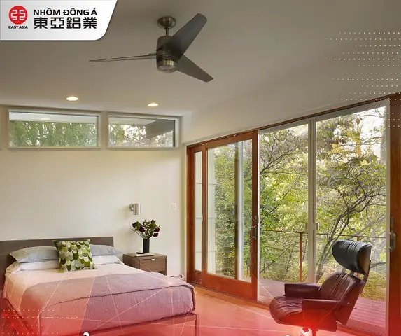 cửa lùa nhôm kính phòng ngủ