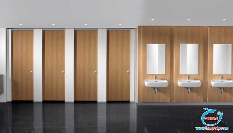 Cửa nhà vệ sinh làm từ tấm nhựa Compact chống nước tuyệt đối