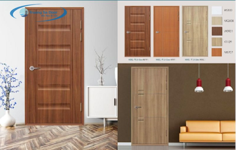 Cửa nhựa 1 cánh màu nâu đỏ nổi bật