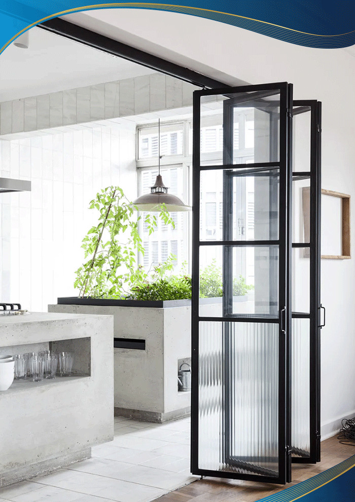 Cửa nhựa 4 cánh mở xếp chia ô