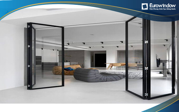 Cửa nhựa 4 cánh xếp trượt phòng khách