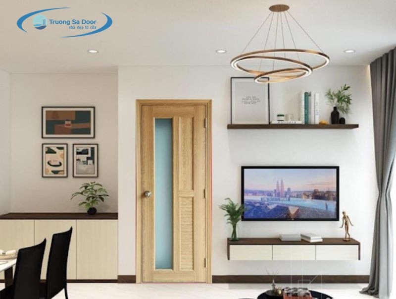 Cửa nhựa ABS giả gỗ kết hợp kính