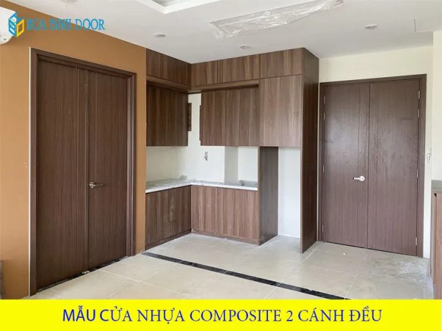 Cửa nhựa composite 2 cánh đều hiện đại