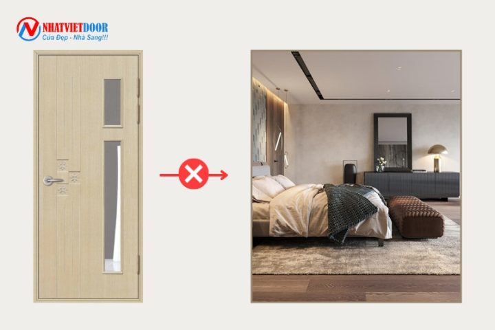 Cửa nhựa composite Bình Dương màu trắng với ô kính nhỏ