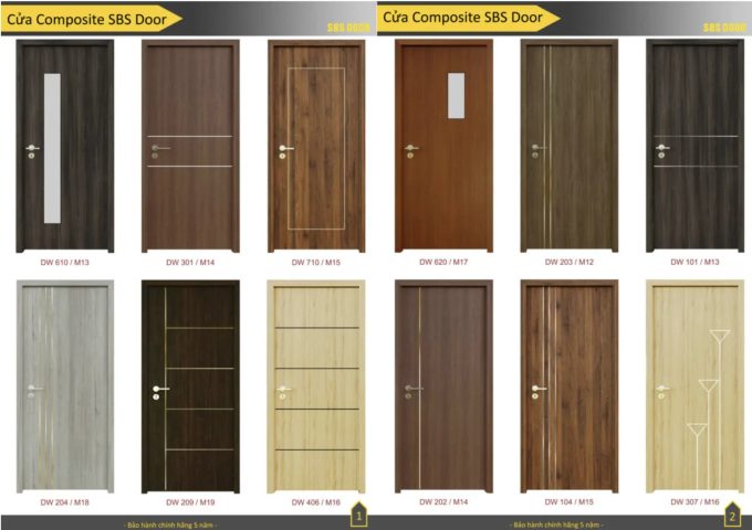Cửa nhựa Composite màu nâu đậm cho nhà vệ sinh hiện đại