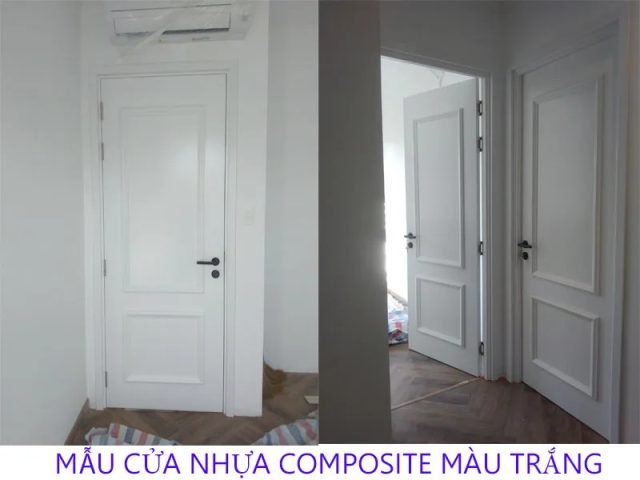 Cửa nhựa Composite màu trắng phào chỉ nổi sang trọng