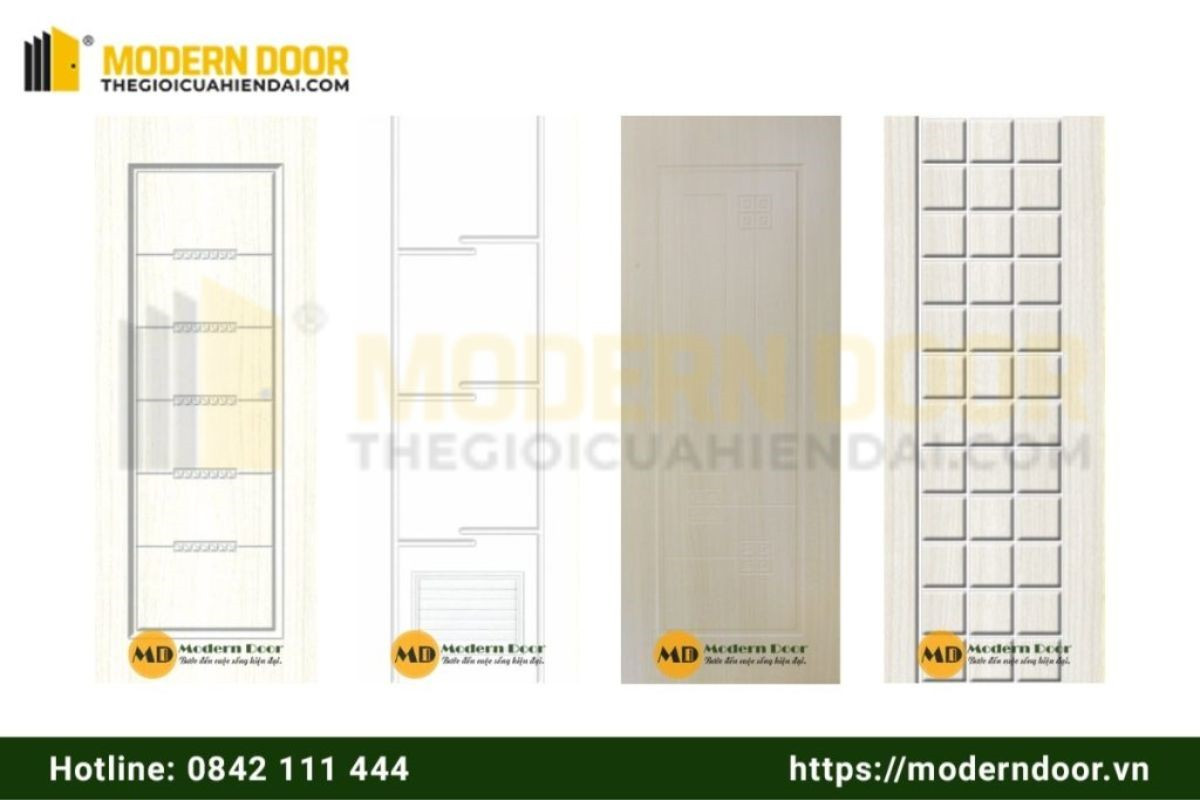 Cửa nhựa giả gỗ Composite màu trắng tinh tế cho không gian sang trọng
