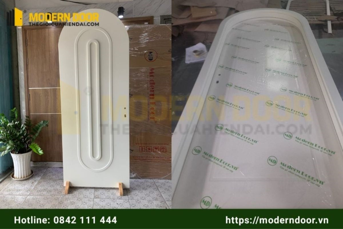 Cửa nhựa giả gỗ Composite vòm kết hợp chỉ nổi theo yêu cầu