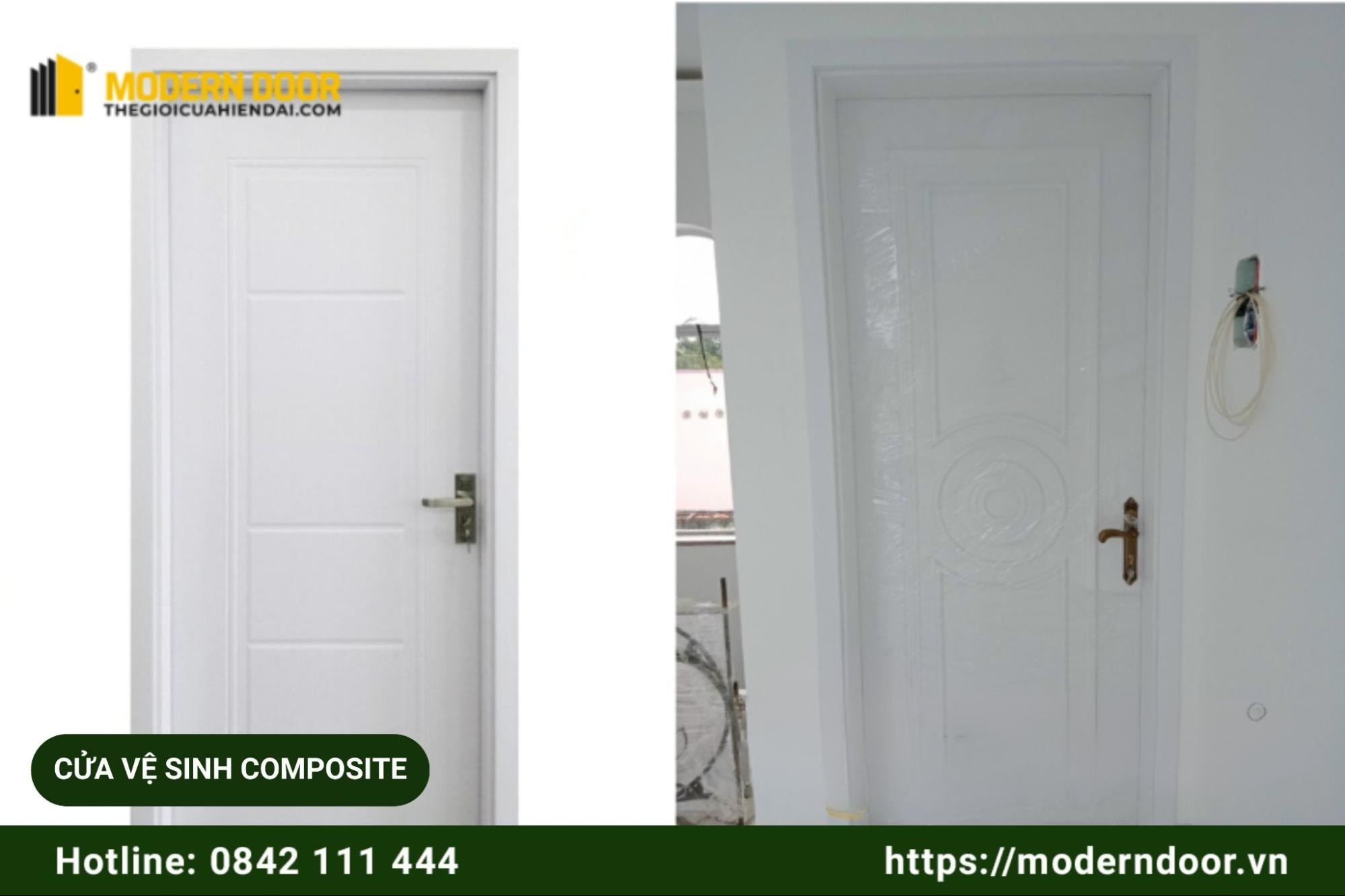Cửa nhựa nhà vệ sinh cao cấp Composite màu trắng tinh tế, hiện đại