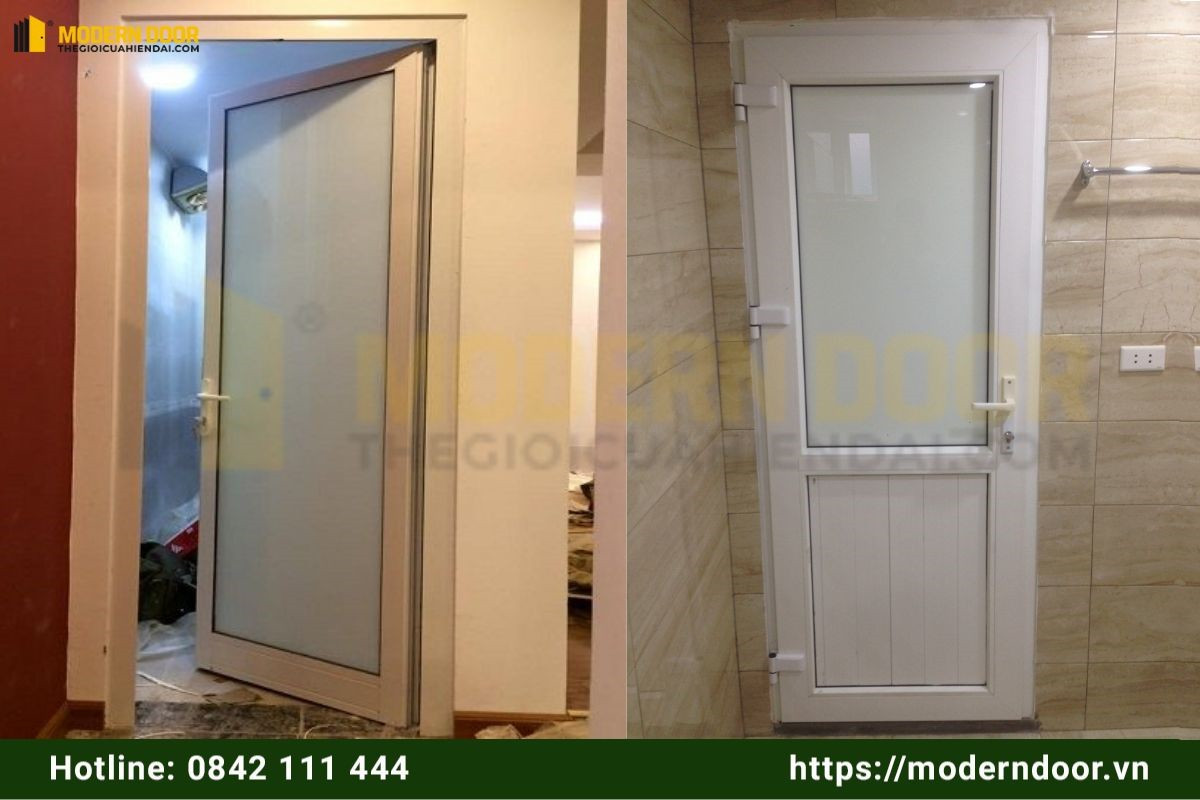 Cửa nhựa nhà vệ sinh cao cấp lõi thép UPVC chắc chắn, bền bỉ