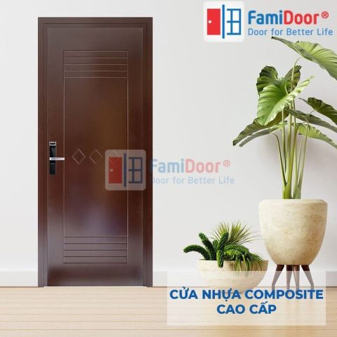 Cửa nhựa phòng ngủ hiện đại với màu vân gỗ sáng