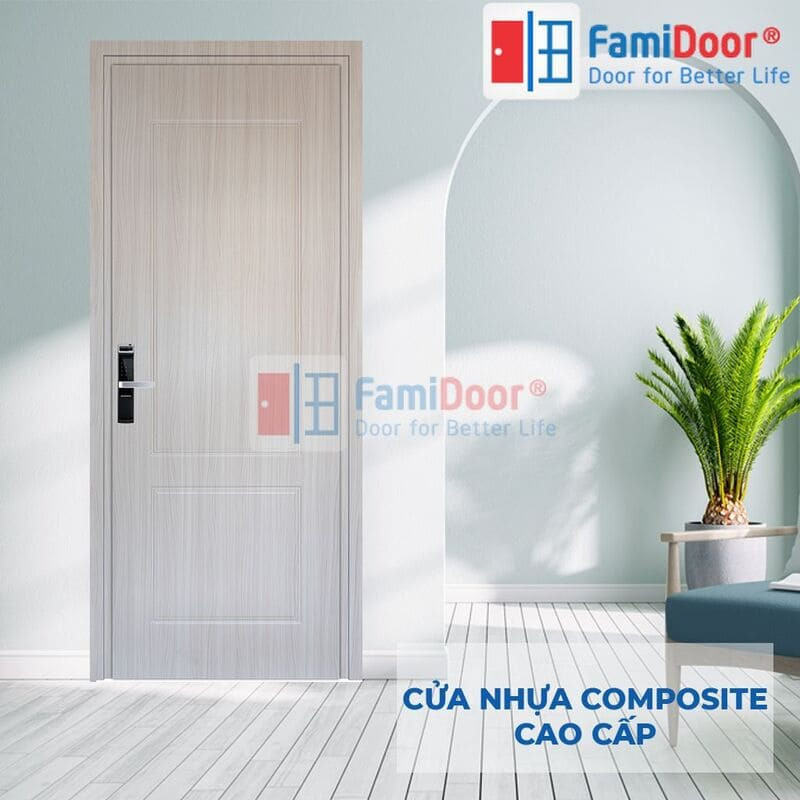 Cửa nhựa PVC Đài Loan phòng ngủ màu trắng trơn
