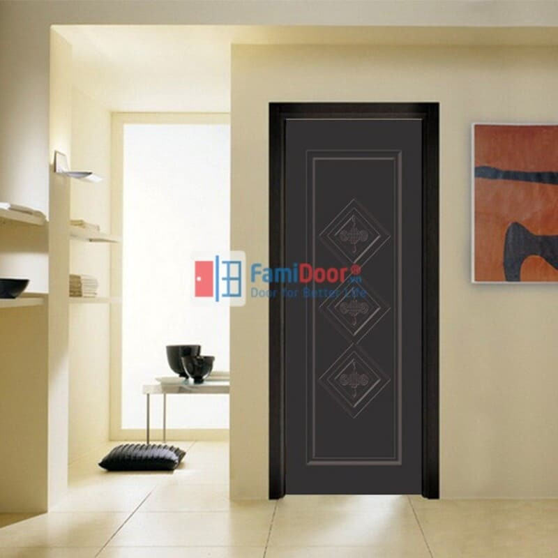 Cửa nhựa Sungyu phòng ngủ màu vân gỗ đậm