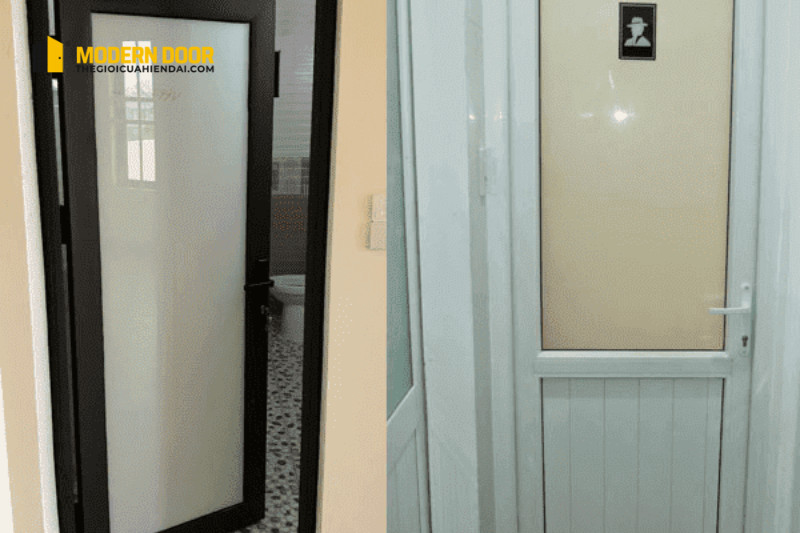 Cửa nhựa toilet lõi thép UPVC màu trắng hiện đại