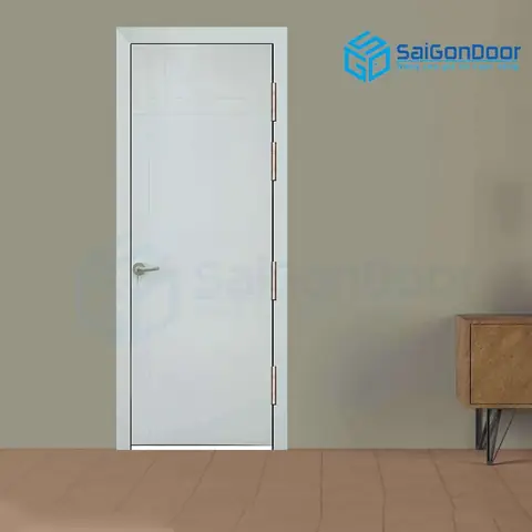 Mẫu cửa gỗ phòng ngủ màu trắng cánh trơn