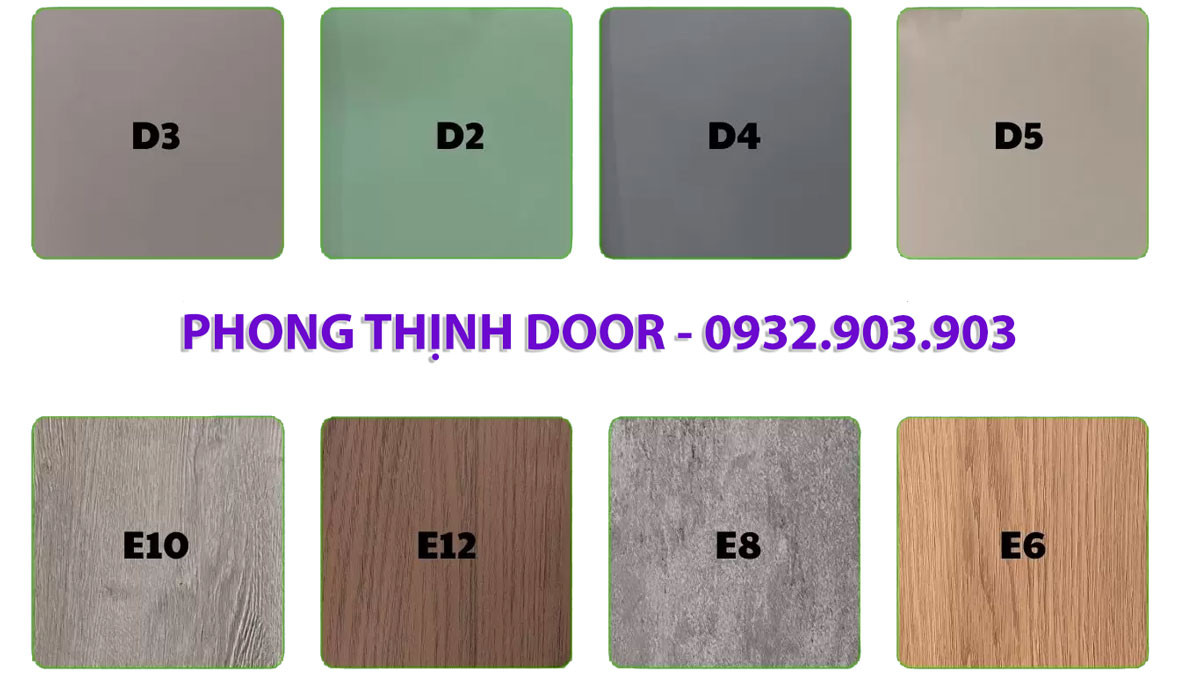 Đa dạng màu sắc cửa nhựa composite phủ vân gỗ