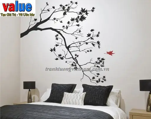 Vẽ tranh tường phòng ngủ đơn giản, đẹp Vẽ tranh tường phòng ngủ đơn giản, đẹp