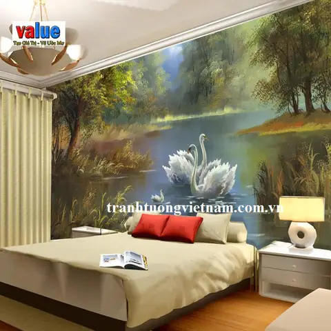 Vẽ tranh tường phòng ngủ đơn giản, đẹp Vẽ tranh tường phòng ngủ đơn giản, đẹp