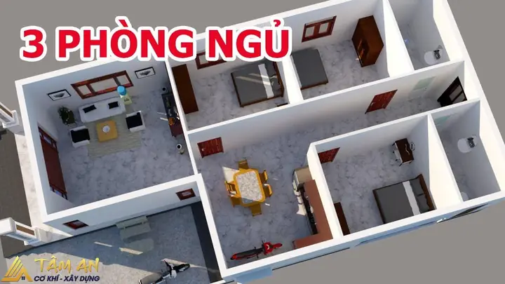 Diện tích nhà cấp 4 3 phòng ngủ: Cẩm nang thiết kế tối ưu