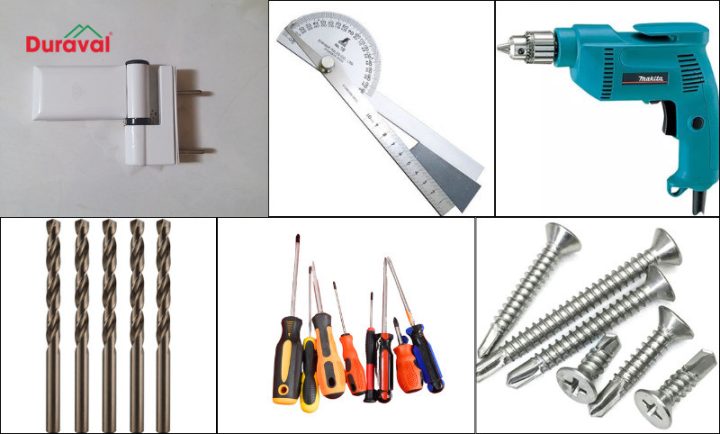 Dụng cụ cần thiết cho cách tháo bản lề cửa nhựa lõi thép an toàn