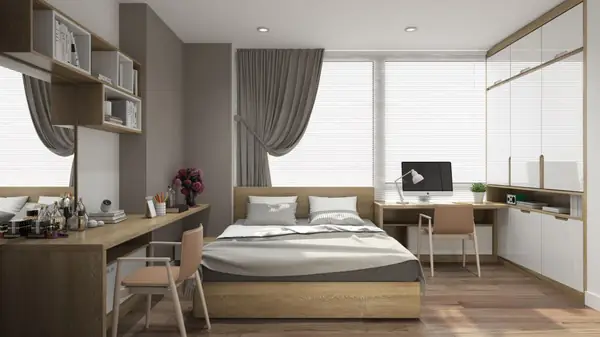 gạch lát phòng ngủ giả gỗ