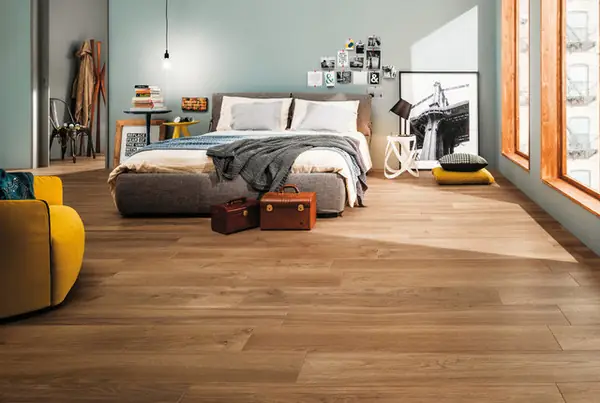 gạch lát phòng ngủ giả gỗ
