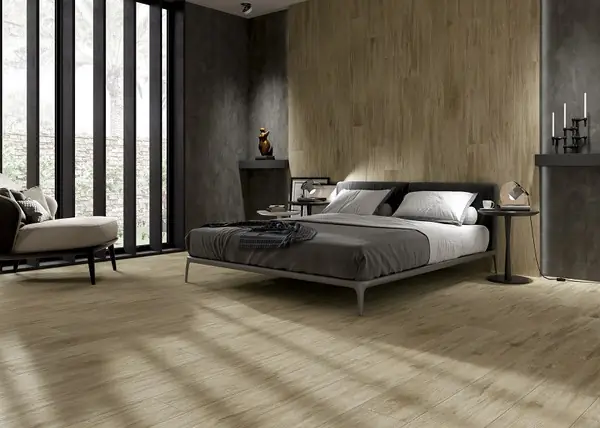 gạch lát phòng ngủ giả gỗ