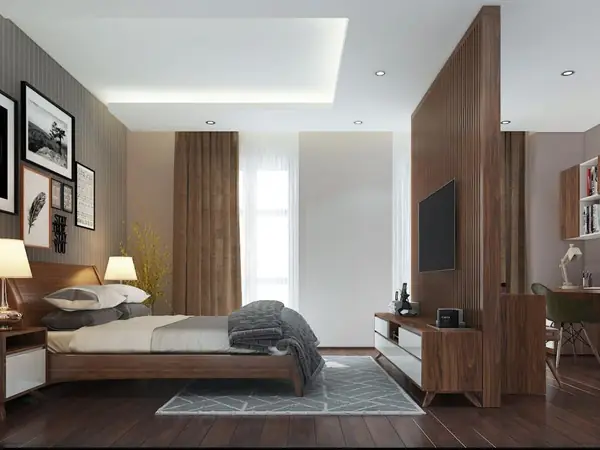 gạch lát phòng ngủ giả gỗ