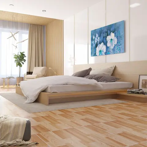 gạch lát phòng ngủ giả gỗ